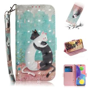 For Galaxy A70s 3D Formula Pattern Magnetic Attraction Horizontal Flip Leather Case with Lanyard, Support Holder & Card Slot & Wallet(Black and White Cat)