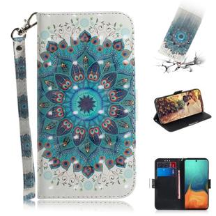 For Galaxy A71 3D Formula Pattern Magnetic Attraction Horizontal Flip Leather Case with Lanyard, Support Holder & Card Slot & Wallet(Peacock Wreath)