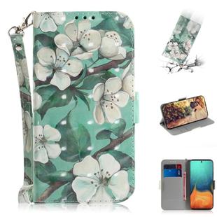 For Galaxy A71 3D Formula Pattern Magnetic Attraction Horizontal Flip Leather Case with Lanyard, Support Holder & Card Slot & Wallet(Watercolor Flowers)