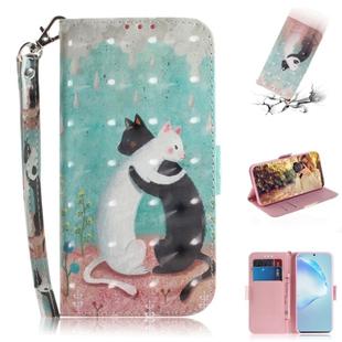 For Galaxy S20+ 3D Formula Pattern Magnetic Attraction Horizontal Flip Leather Case with Lanyard, Support Holder & Card Slot & Wallet(Black and White Cat)