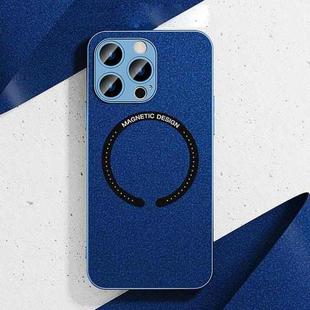 For iPhone 11 Pro Leather Electroplated Magsafe Case (Navy Blue)