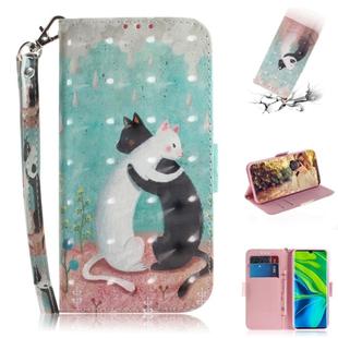 For Xiaomi Mi CC9 Pro / Note 10 / Note 10 Pro 3D Formula Pattern Magnetic Attraction Horizontal Flip Leather Case with Lanyard, Support Holder & Card Slot & Wallet(Black and White Cat)