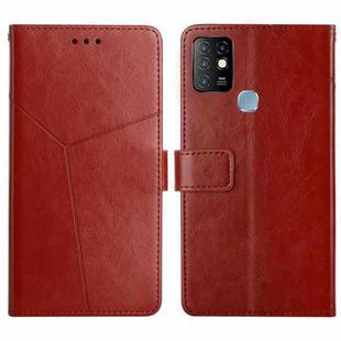 For Infinix Hot 10 HT01 Y-shaped Pattern Flip Leather Phone Case(Brown)