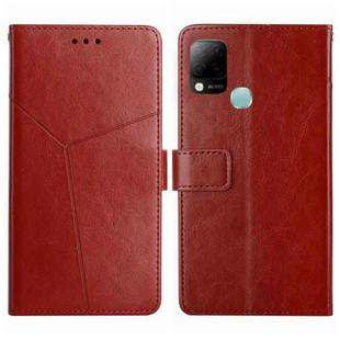 For Infinix Hot 10s/10T HT01 Y-shaped Pattern Flip Leather Phone Case(Brown)