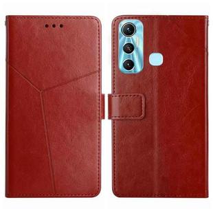 For Infinix Hot 11 HT01 Y-shaped Pattern Flip Leather Phone Case(Brown)