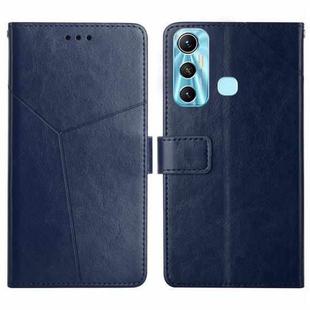 For Infinix Hot 11 HT01 Y-shaped Pattern Flip Leather Phone Case(Blue)