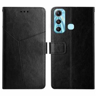 For Infinix Hot 11 HT01 Y-shaped Pattern Flip Leather Phone Case(Black)