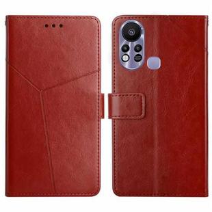 For Infinix Hot 11s HT01 Y-shaped Pattern Flip Leather Phone Case(Brown)