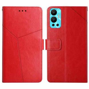 For Infinix Hot 12 HT01 Y-shaped Pattern Flip Leather Phone Case(Red)