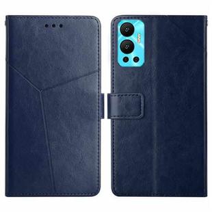 For Infinix Hot 12 HT01 Y-shaped Pattern Flip Leather Phone Case(Blue)