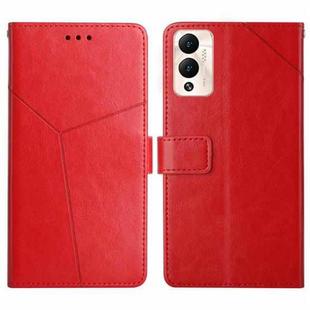 For Infinix Hot 12 Play HT01 Y-shaped Pattern Flip Leather Phone Case(Red)