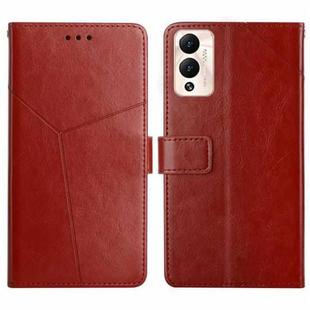 For Infinix Hot 12 Play HT01 Y-shaped Pattern Flip Leather Phone Case(Brown)