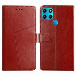 For Infinix Smart 6 HT01 Y-shaped Pattern Flip Leather Phone Case(Brown)