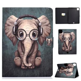 For iPad Pro 11 2020 Electric Pressed TPU Left and Right Open Flat Leather Tablet Case with Sleep Function & Card Buckle Anti-skid Strip(Elephant)