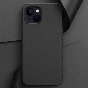 For iPhone 14 Plain Skin Leather Phone Case (Black)