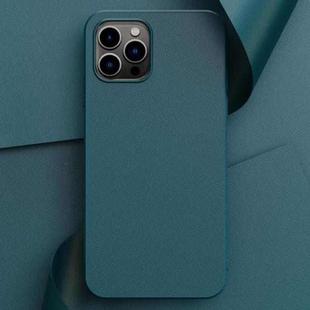 For iPhone 14 Pro Max Plain Skin Leather Phone Case (Cyan)