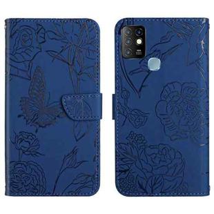 For Infinix Hot 10 HT03 Skin Feel Butterfly Embossed Flip Leather Phone Case(Blue)