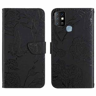 For Infinix Hot 10 HT03 Skin Feel Butterfly Embossed Flip Leather Phone Case(Black)