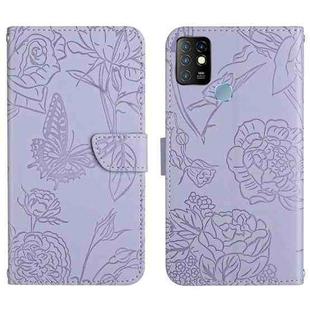 For Infinix Hot 10 HT03 Skin Feel Butterfly Embossed Flip Leather Phone Case(Purple)