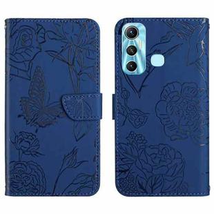 For Infinix Hot 11 HT03 Skin Feel Butterfly Embossed Flip Leather Phone Case(Blue)