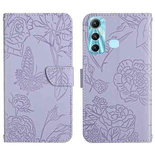 For Infinix Hot 11 HT03 Skin Feel Butterfly Embossed Flip Leather Phone Case(Purple)