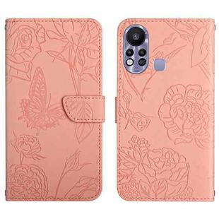 For Infinix Hot 11s HT03 Skin Feel Butterfly Embossed Flip Leather Phone Case(Pink)