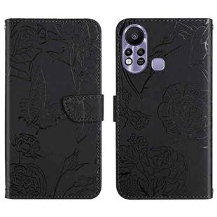 For Infinix Hot 11s HT03 Skin Feel Butterfly Embossed Flip Leather Phone Case(Black)