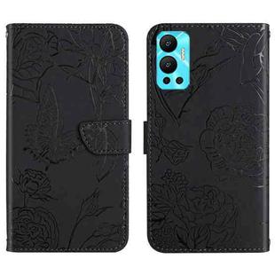 For Infinix Hot 12 HT03 Skin Feel Butterfly Embossed Flip Leather Phone Case(Black)