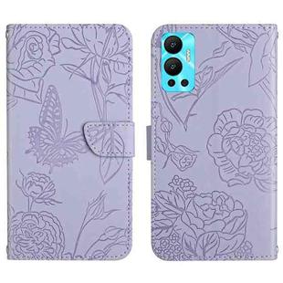 For Infinix Hot 12 HT03 Skin Feel Butterfly Embossed Flip Leather Phone Case(Purple)