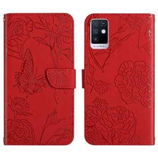 For Infinix Note 10 HT03 Skin Feel Butterfly Embossed Flip Leather Phone Case(Red)