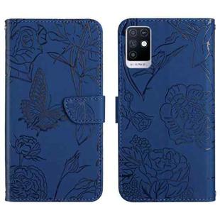 For Infinix Note 10 HT03 Skin Feel Butterfly Embossed Flip Leather Phone Case(Blue)