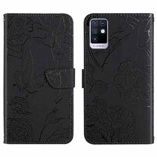 For Infinix Note 10 HT03 Skin Feel Butterfly Embossed Flip Leather Phone Case(Black)