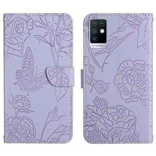 For Infinix Note 10 HT03 Skin Feel Butterfly Embossed Flip Leather Phone Case(Purple)