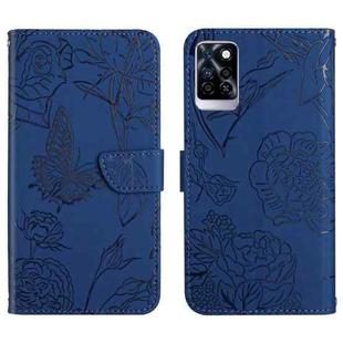 For Infinix Note 10 Pro HT03 Skin Feel Butterfly Embossed Flip Leather Phone Case(Blue)