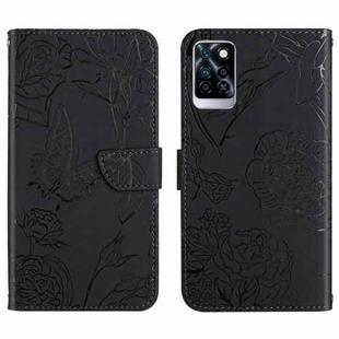 For Infinix Note 10 Pro HT03 Skin Feel Butterfly Embossed Flip Leather Phone Case(Black)