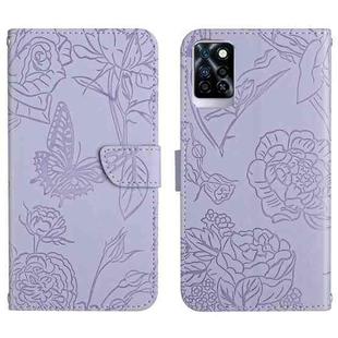 For Infinix Note 10 Pro HT03 Skin Feel Butterfly Embossed Flip Leather Phone Case(Purple)