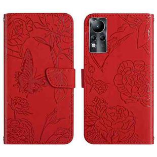 For Infinix Note 11 HT03 Skin Feel Butterfly Embossed Flip Leather Phone Case(Red)