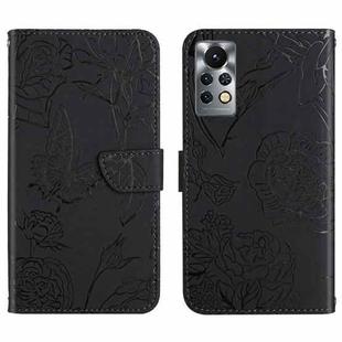 For Infinix Note 11 Pro HT03 Skin Feel Butterfly Embossed Flip Leather Phone Case(Black)