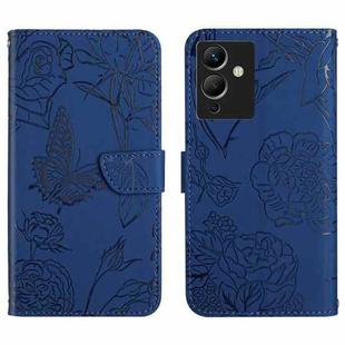 For Infinix Note 12 G96 HT03 Skin Feel Butterfly Embossed Flip Leather Phone Case(Blue)