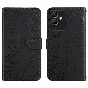 For Infinix Note 12 G96 HT03 Skin Feel Butterfly Embossed Flip Leather Phone Case(Black)