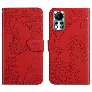 For Infinix Hot 11s NFC HT03 Skin Feel Butterfly Embossed Flip Leather Phone Case(Red)