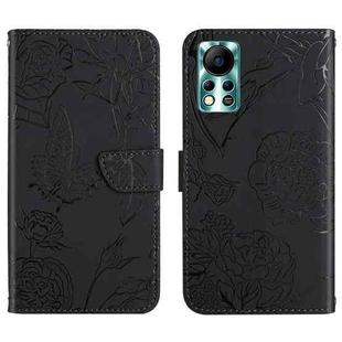 For Infinix Hot 11s NFC HT03 Skin Feel Butterfly Embossed Flip Leather Phone Case(Black)