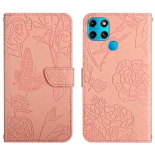 For Infinix Smart 6 HT03 Skin Feel Butterfly Embossed Flip Leather Phone Case(Pink)