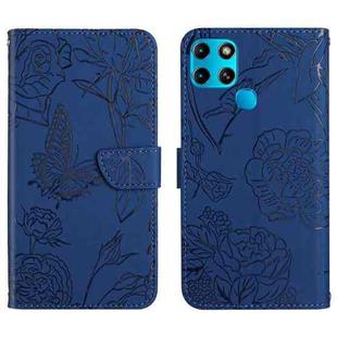 For Infinix Smart 6 HT03 Skin Feel Butterfly Embossed Flip Leather Phone Case(Blue)