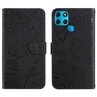 For Infinix Smart 6 HT03 Skin Feel Butterfly Embossed Flip Leather Phone Case(Black)