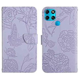 For Infinix Smart 6 HT03 Skin Feel Butterfly Embossed Flip Leather Phone Case(Purple)