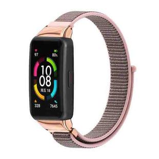 For Huawei Band 6 / Honor Band 6 / 7 Mijobs Breathable Nylon Watch Band(Pink Sand Rose Gold)