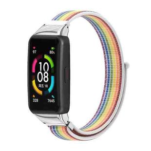 For Huawei Band 6 / Honor Band 6 Mijobs Breathable Nylon Watch Band(Colorful Silver)