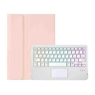 OP12-AS Lambskin Texture Ultra-thin Bluetooth Keyboard Leather Case with Touchpad & Backlight For OPPO Pad Air 10.4 inch(Pink)