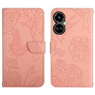 For Tecno Camon 19 4G HT03 Skin Feel Butterfly Embossed Flip Leather Phone Case(Pink)